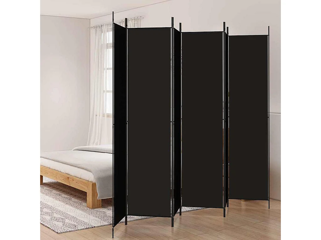 Kamerscherm met 6 panelen 300x220 cm stof zwart