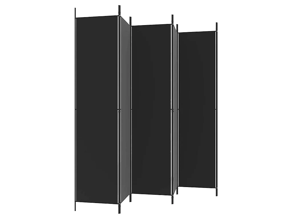 Kamerscherm met 6 panelen 300x220 cm stof zwart