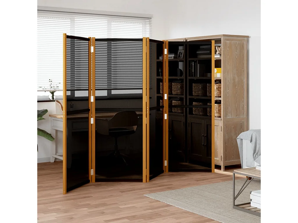 Biombo divisor de 4 paneles negro 280x180 cm