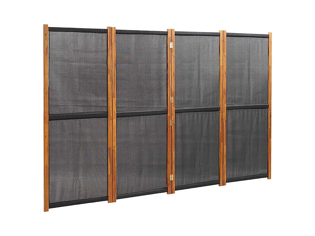 Kamerscherm met 4 panelen 280x180 cm zwart