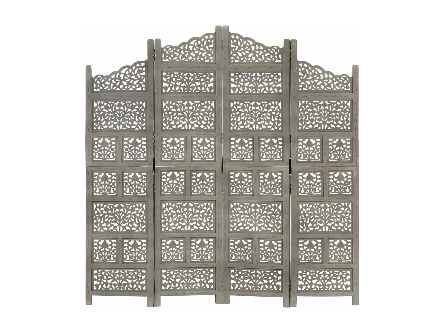 Cloison de séparation 4 panneaux Gris 160x165 cm Bois manguier