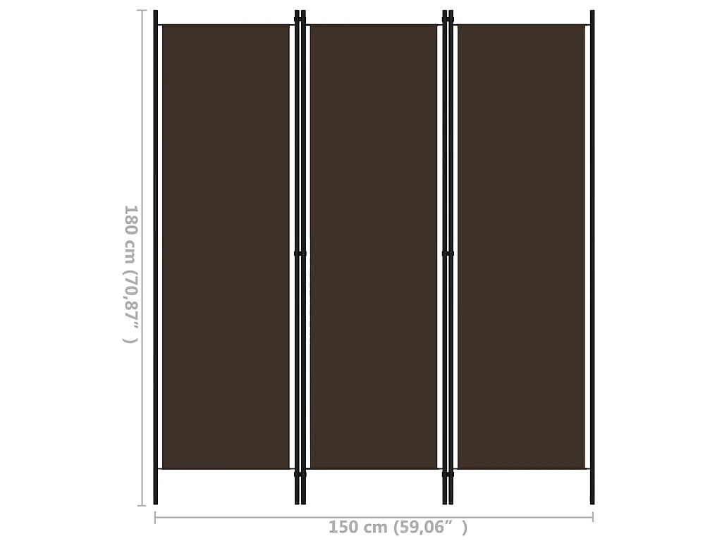 Cloison de séparation 3 panneaux Marron 150x180 cm