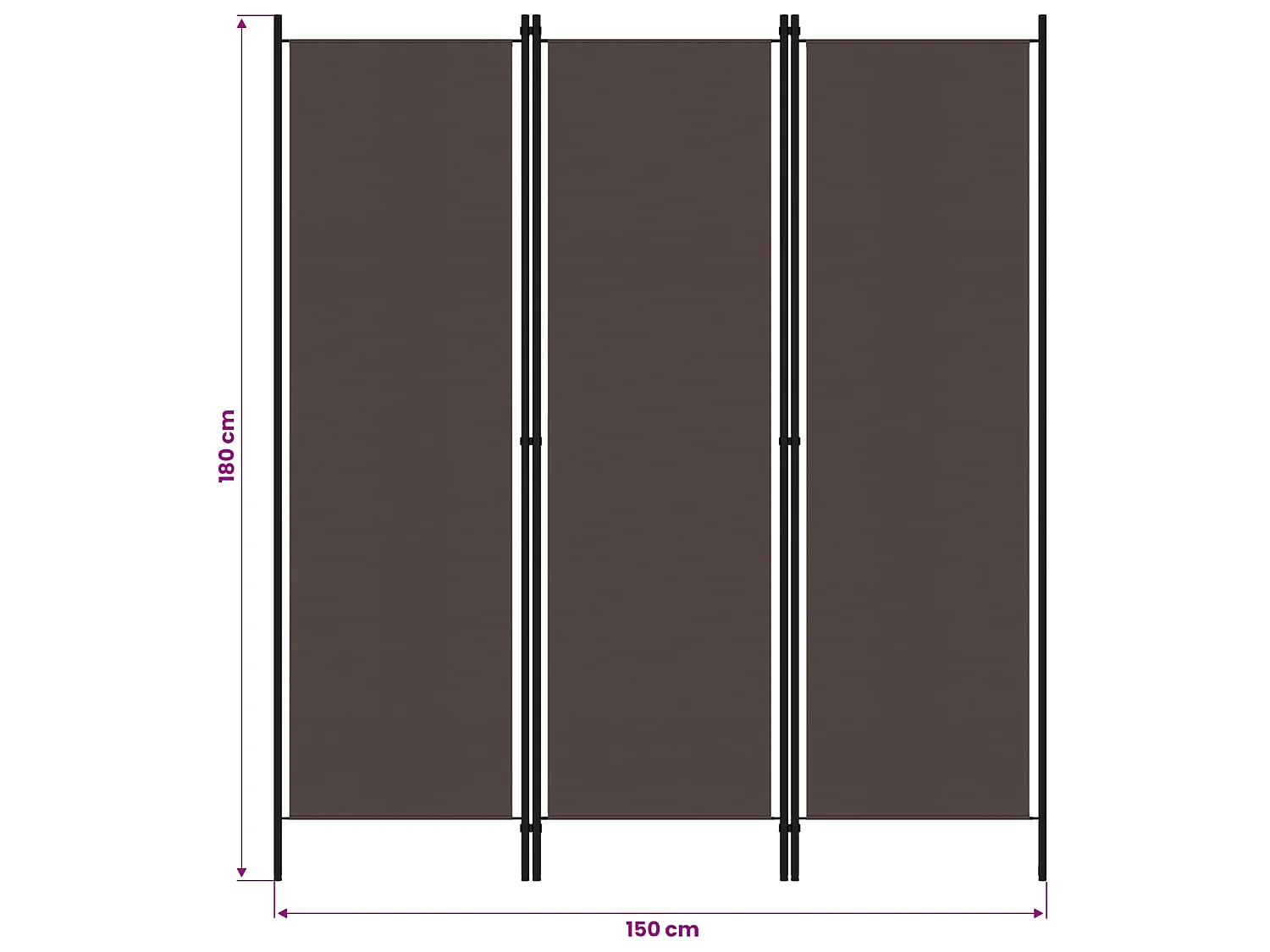 Paravent 3 panneaux Marron 150x180 cm