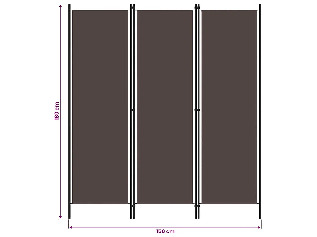 Paravento 3 Pannelli Marrone 150x180 cm