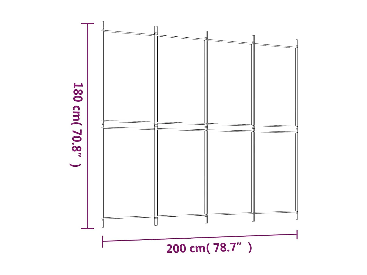 Cloison de séparation 4 panneaux Anthracite 200x180 cm Tissu