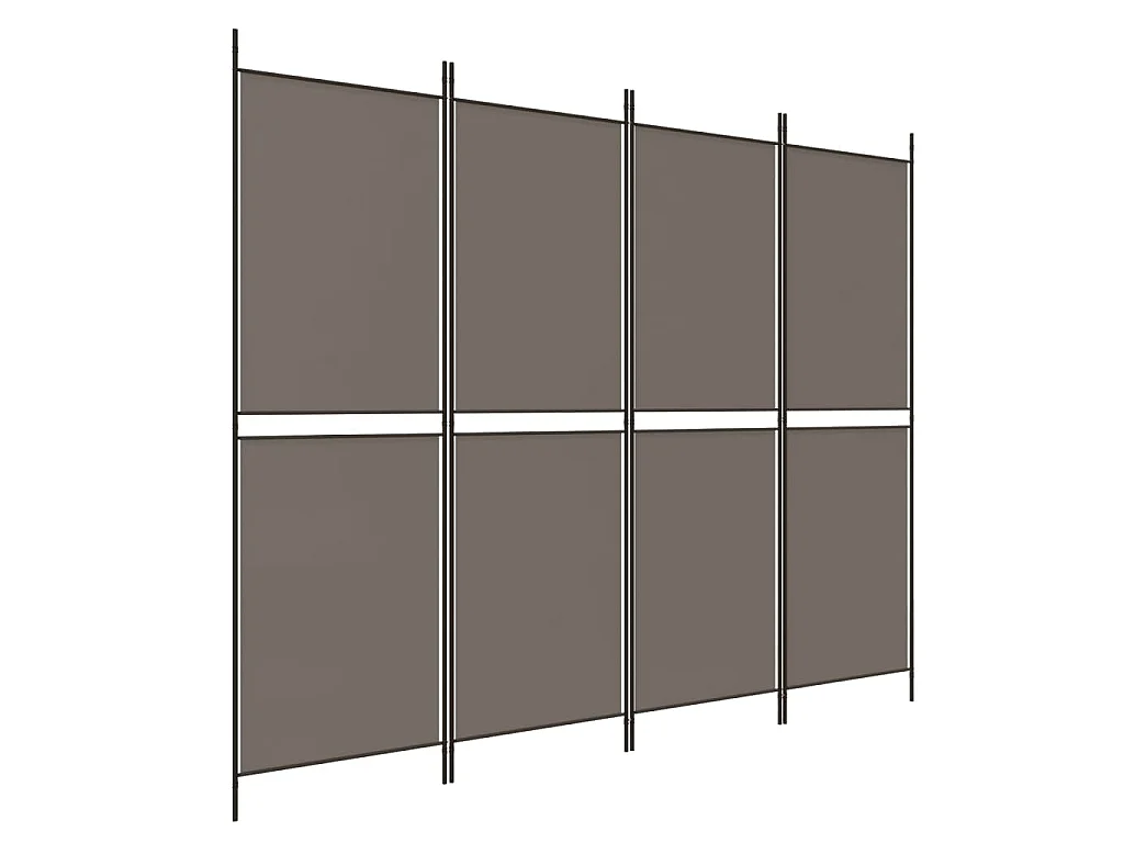 Cloison de séparation 4 panneaux Anthracite 200x180 cm Tissu