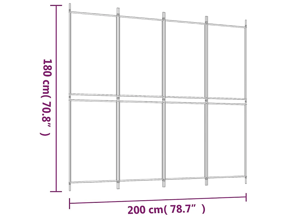 Paravent 4 panneaux Anthracite 200x180 cm Tissu