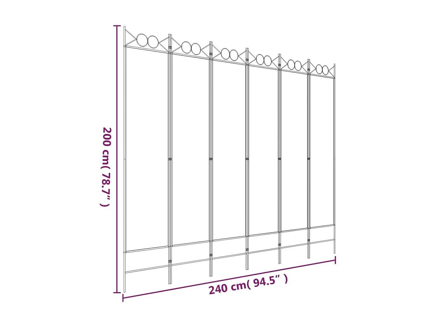 Kamerscherm met 6 panelen 240x200 cm stof antracietkleurig