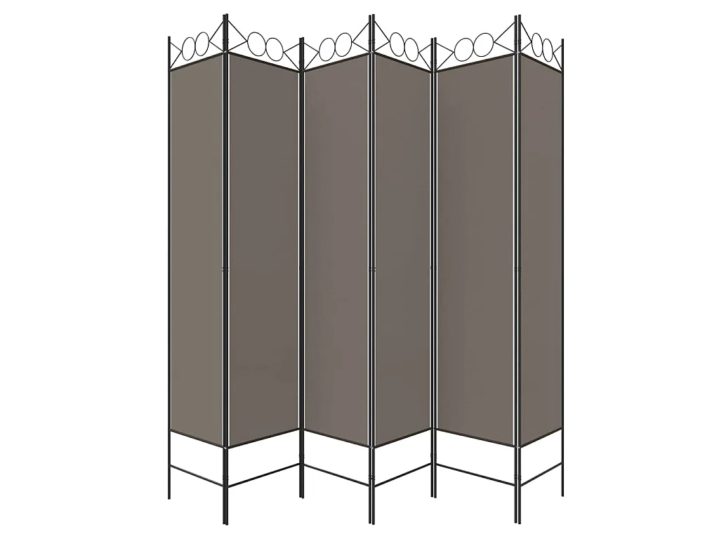 Divisorio a 6 Pannelli Antracite 240x200 cm Tessuto
