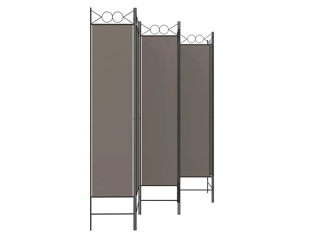 Divisorio a 6 Pannelli Antracite 240x200 cm Tessuto