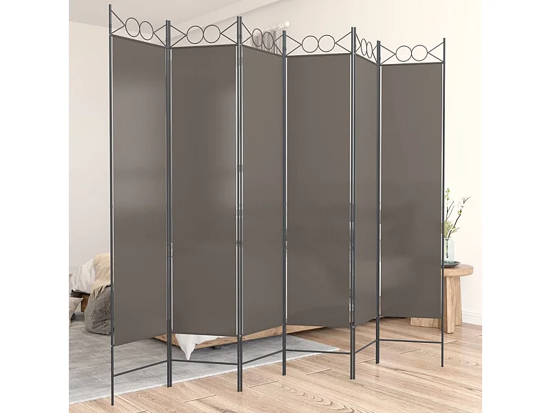 Cloison de séparation 6 panneaux Anthracite 240x200 cm Tissu