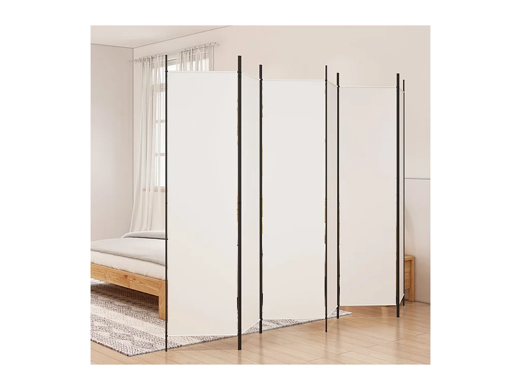 Cloison de séparation 6 panneaux Blanc 300x200 cm Tissu