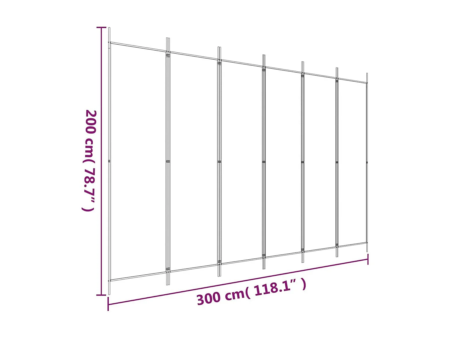 Cloison de séparation 6 panneaux Blanc 300x200 cm Tissu
