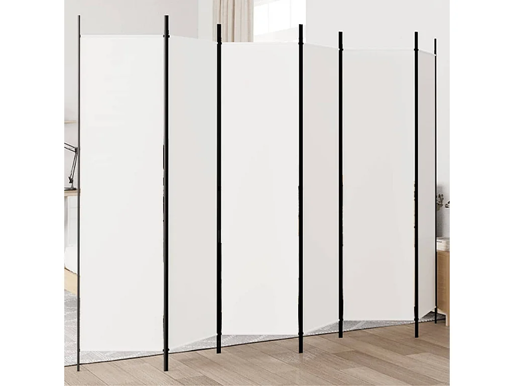 Cloison de séparation 6 panneaux Blanc 300x200 cm Tissu