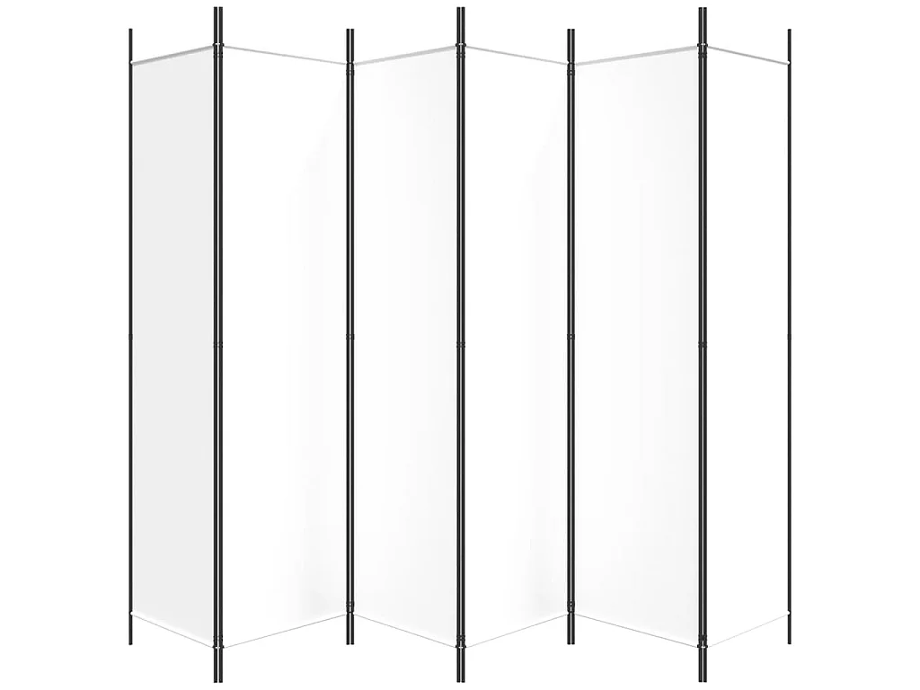 Cloison de séparation 6 panneaux Blanc 300x200 cm Tissu