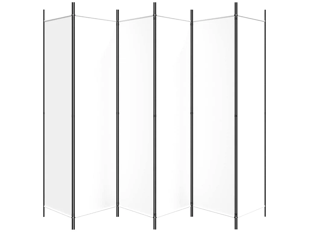Paravent 6 panneaux Blanc 300x200 cm Tissu