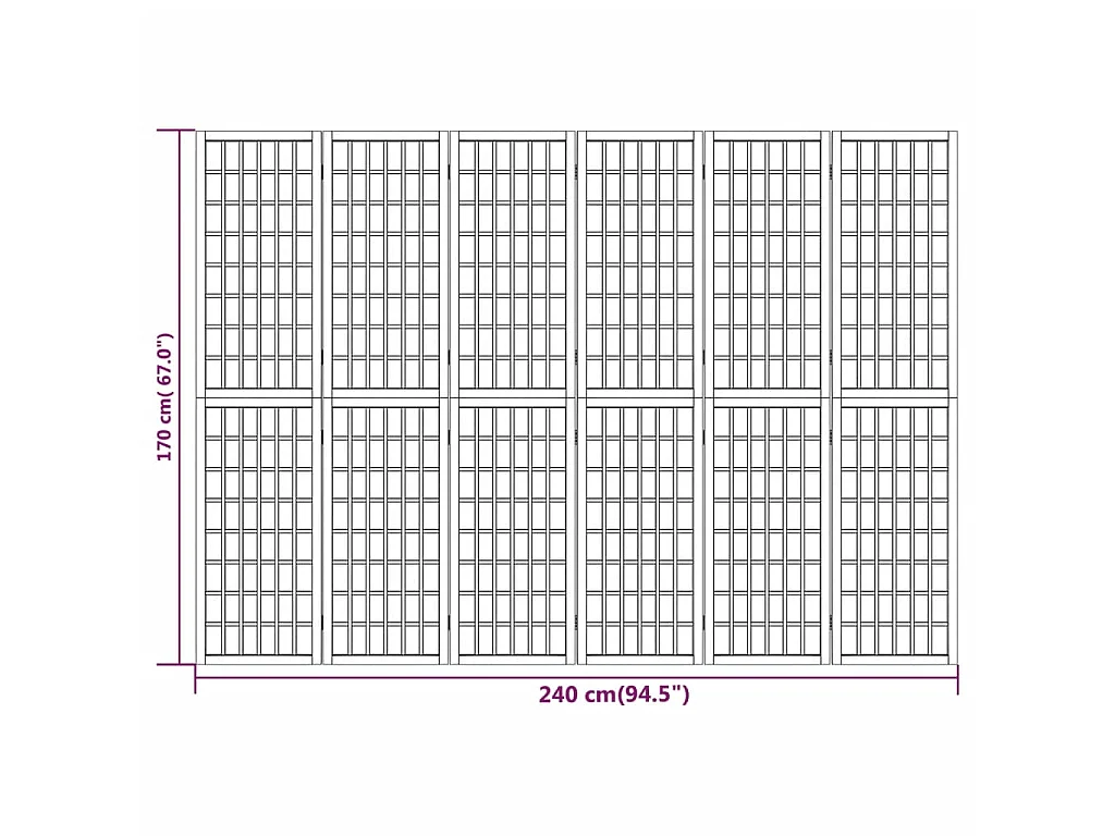Cloison de séparation pliable 6 panneaux 240x170 cm Noir