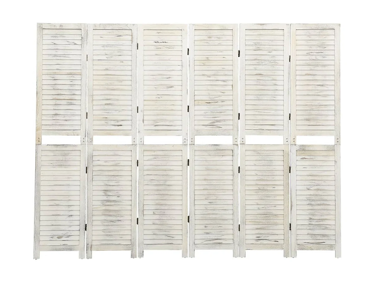 Biombo com 6 painéis 215x166 cm madeira branco antigo