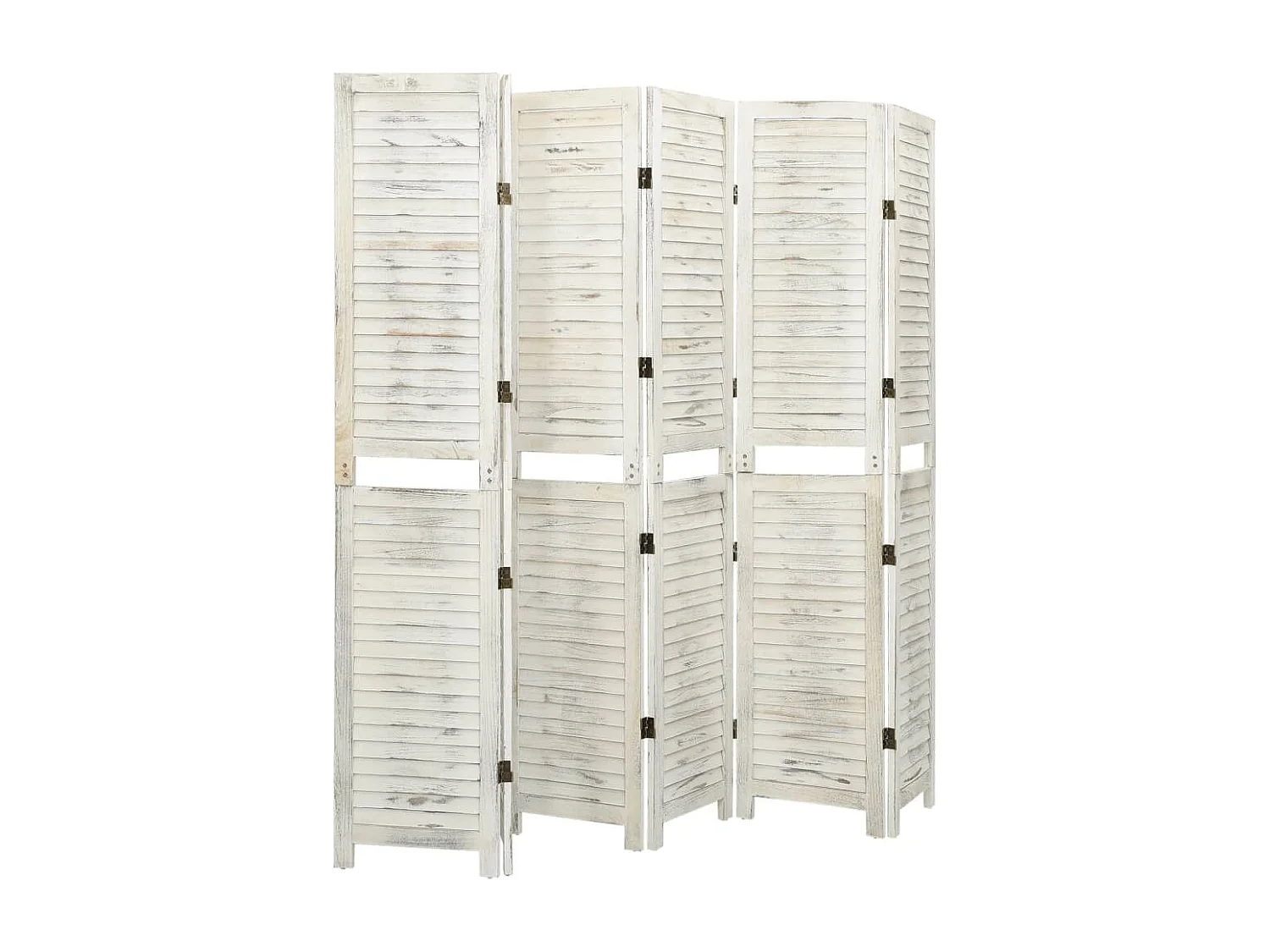 Biombo com 6 painéis 215x166 cm madeira branco antigo