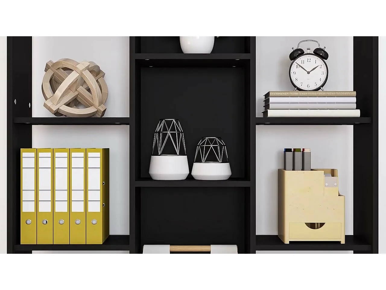 Libreria/Divisorio Nero 100x24x140 cm in Legno Multistrato