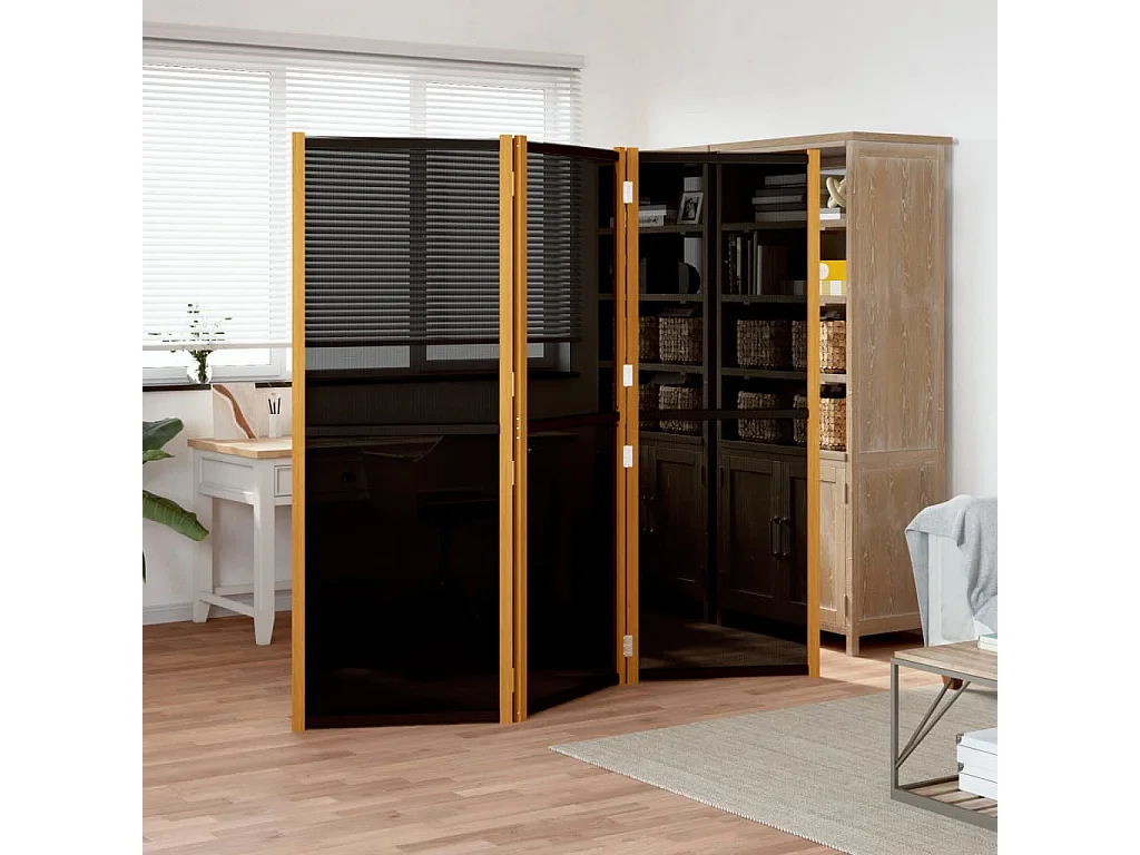 Biombo divisor de 3 paneles negro 210x180 cm