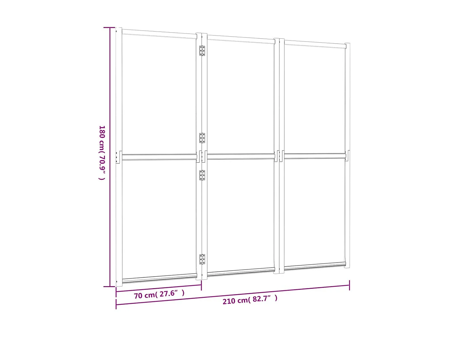 Biombo divisor de 3 paneles negro 210x180 cm