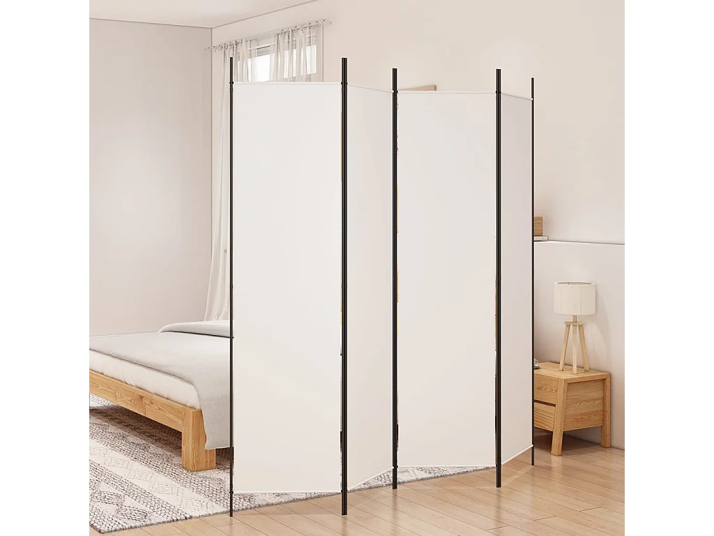 Cloison de séparation 4 panneaux Blanc 200x200 cm Tissu