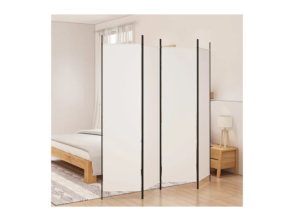 Cloison de séparation 4 panneaux Blanc 200x200 cm Tissu