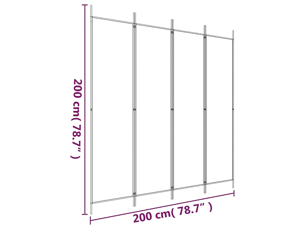 Divisorio a 4 Pannelli Bianco 200x200 cm Tessuto