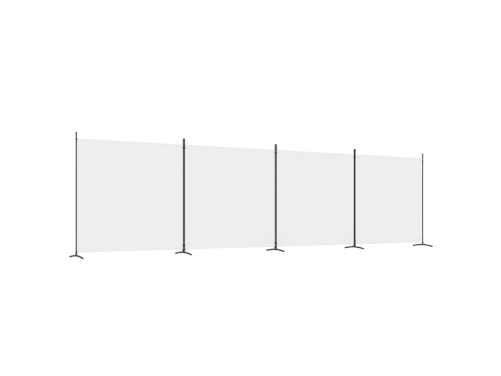 Kamerscherm met 4 panelen 698x180 cm stof wit
