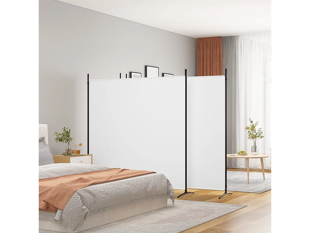 Kamerscherm met 4 panelen 698x180 cm stof wit