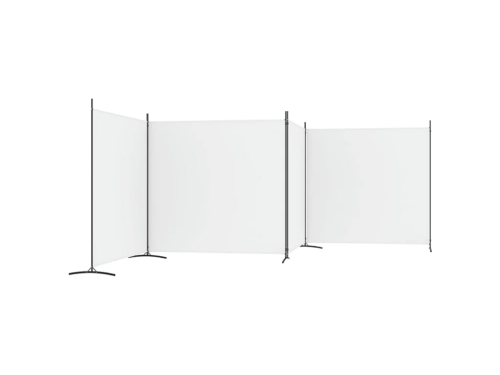 Kamerscherm met 4 panelen 698x180 cm stof wit
