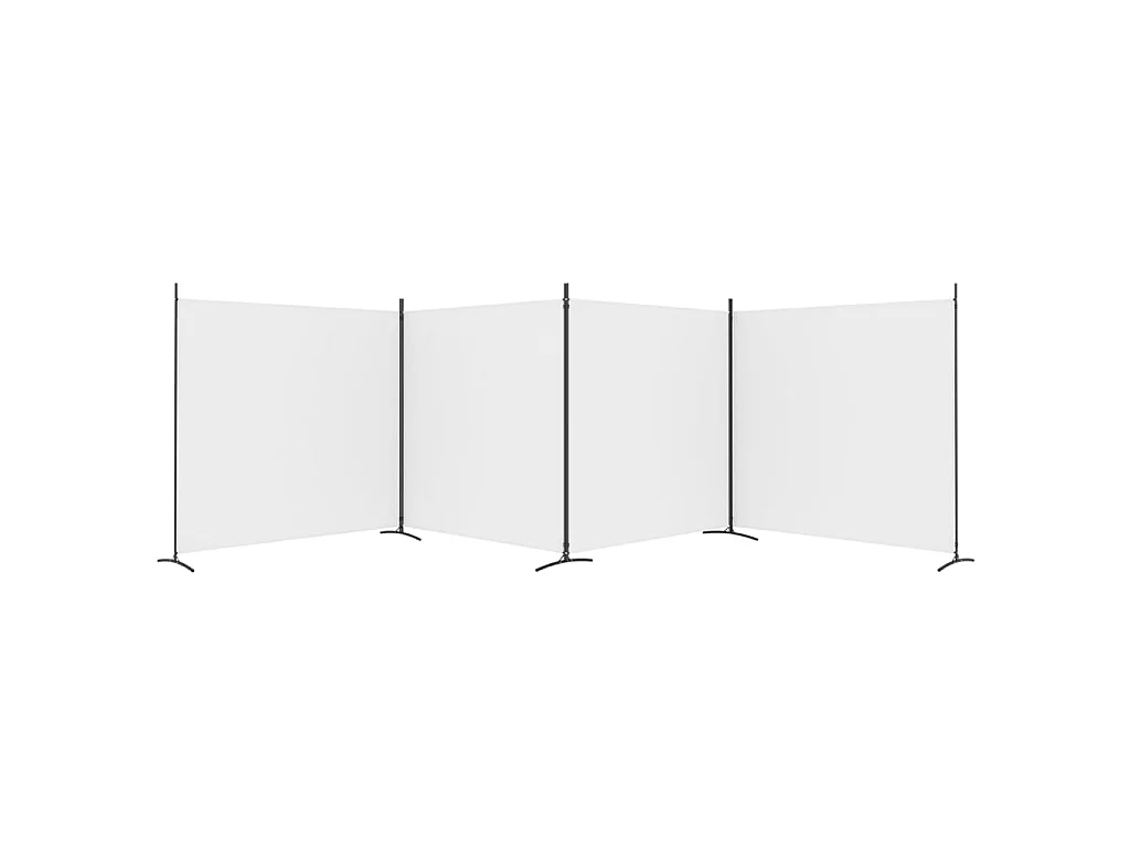 Kamerscherm met 4 panelen 698x180 cm stof wit