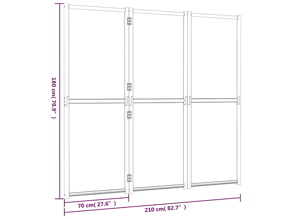 Biombo divisor de 3 paneles blanco crema 210x180 cm