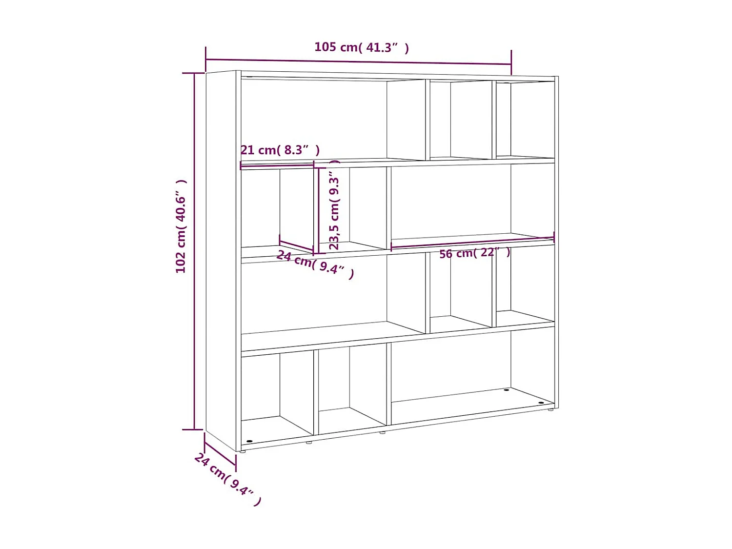 Bibliothèque/Cloison de séparation Noir 105x24x102 cm