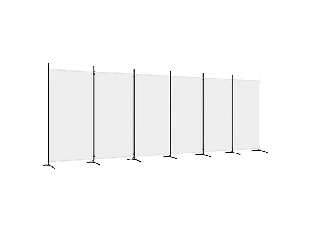 Biombo divisor de 6 paneles de tela blanco 520x180 cm