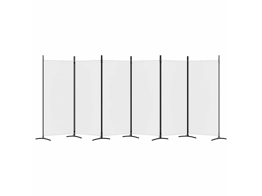 Biombo divisor de 6 paneles de tela blanco 520x180 cm