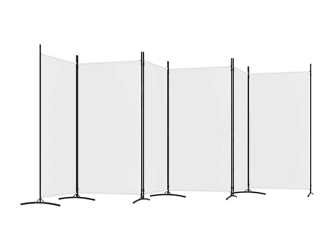 Biombo divisor de 6 paneles de tela blanco 520x180 cm