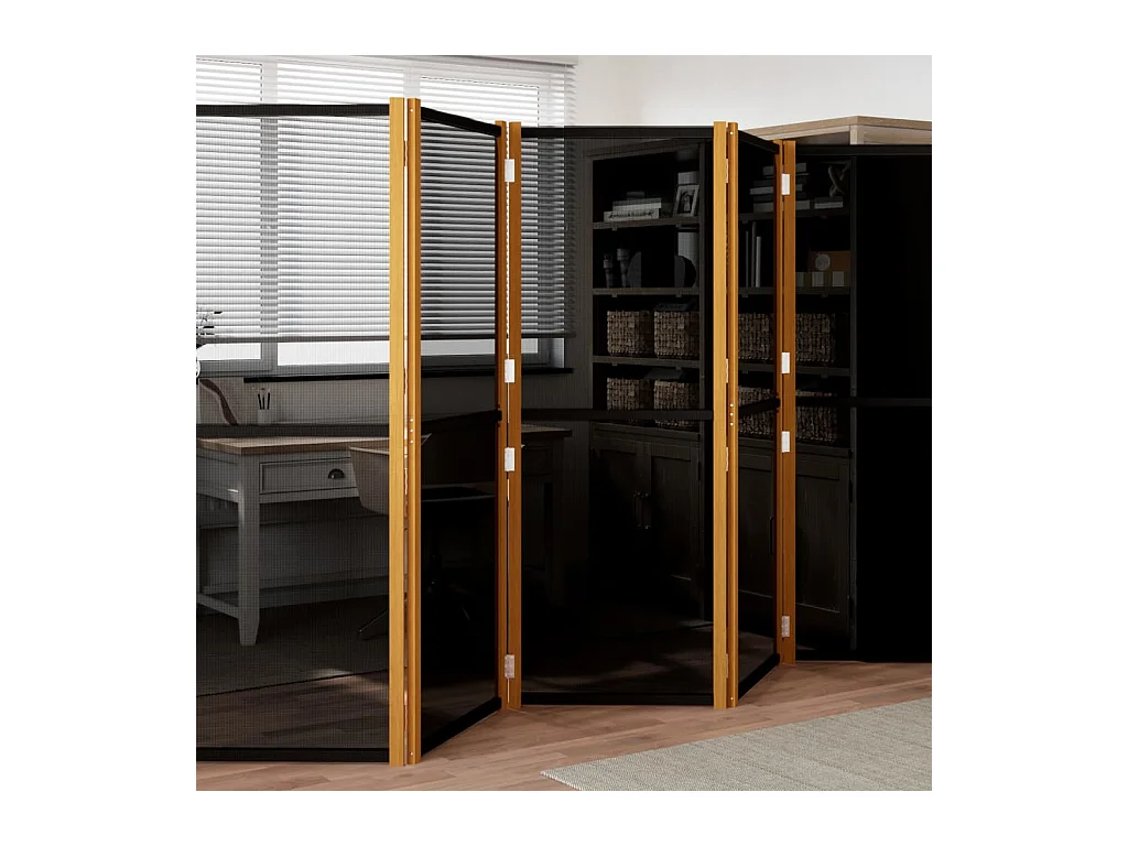 5-tlg. Raumteiler Schwarz 350x180 cm