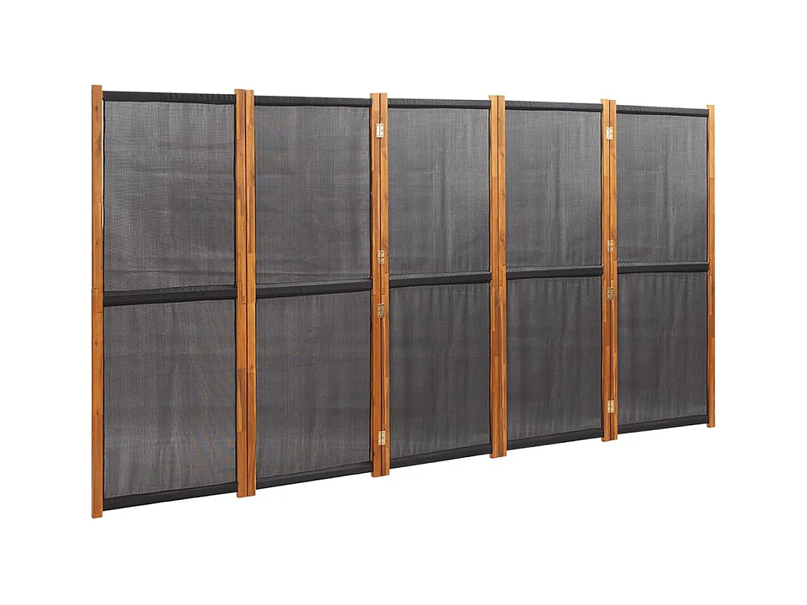 Cloison de séparation 5 panneaux Noir 350x180 cm