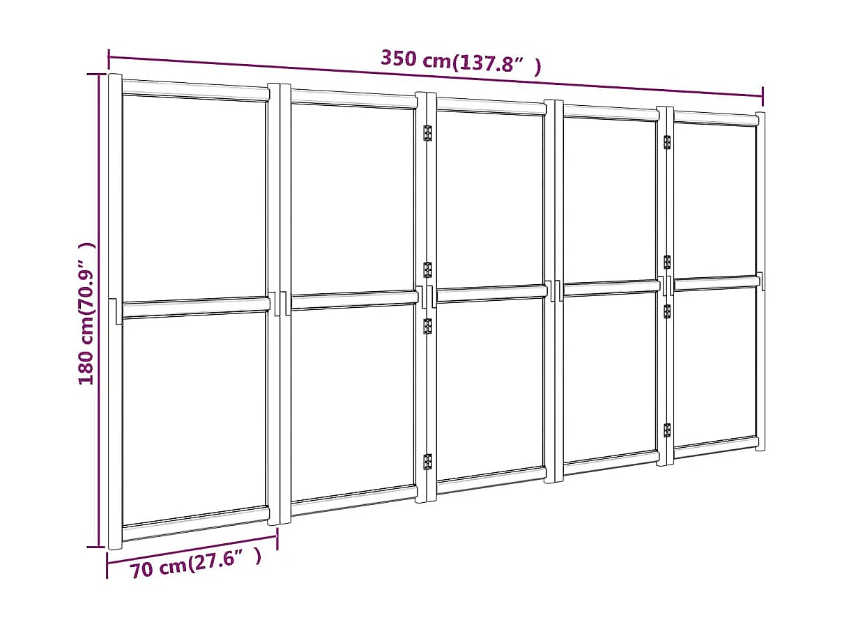 Paravento a 5 Pannelli Nero 350x180 cm