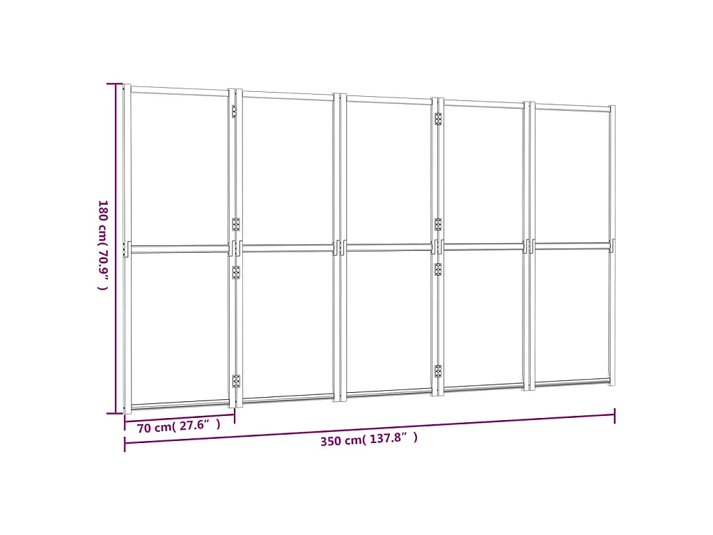 5-tlg. Raumteiler Schwarz 350x180 cm
