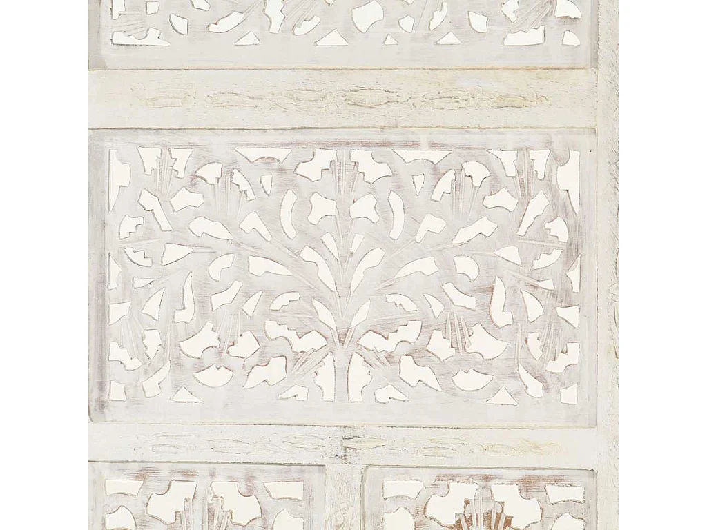 Paravent 4 panneaux Blanc 160x165 cm Bois manguier