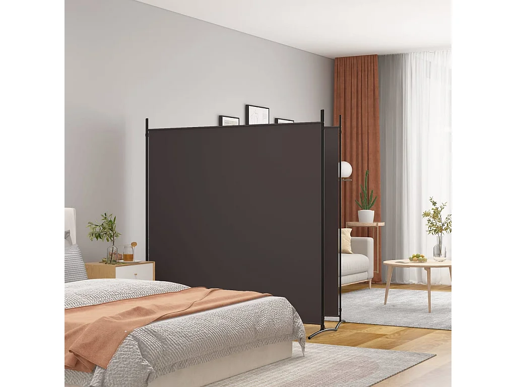 Kamerscherm met 2 panelen 348x180 cm stof bruin