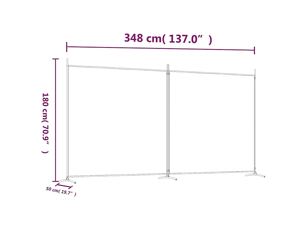 Paravent 2 panneaux Marron 348x180 cm Tissu