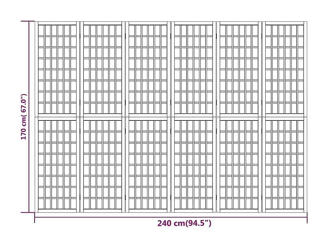 Cloison de séparation pliable 6 panneaux 240x170 cm