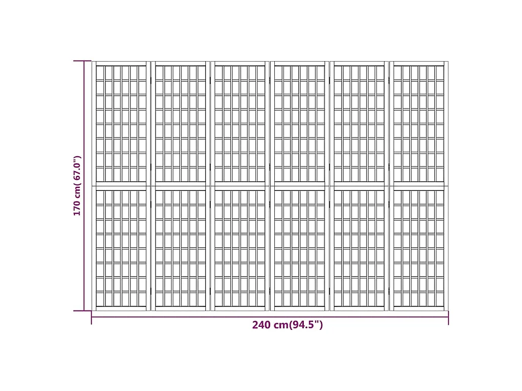 Kamerscherm inklapbaar 6 panelen Japanse stijl 240x170 cm
