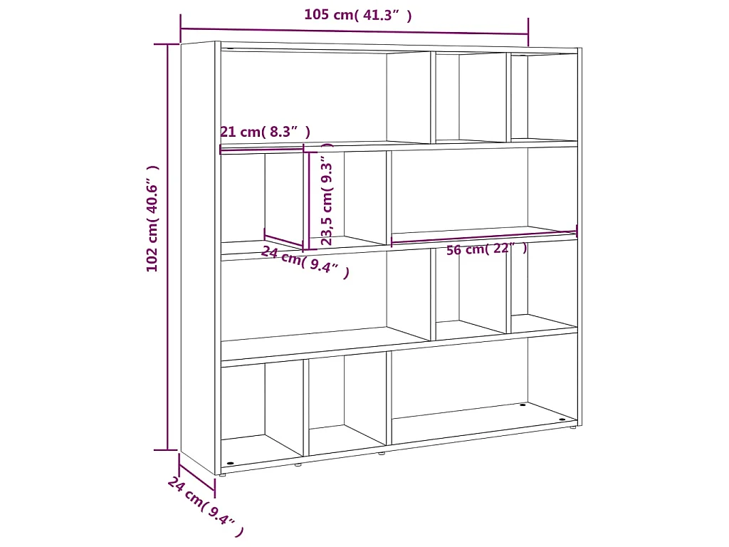 Libreria/Divisorio Grigio Cemento 105x24x102 cm