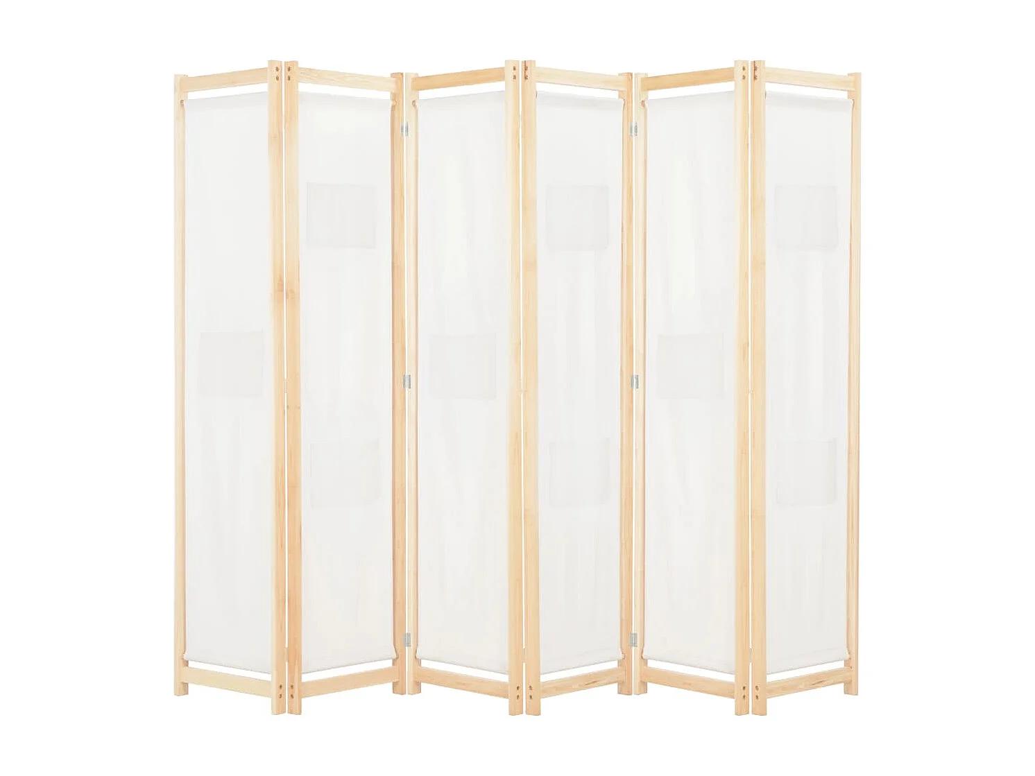Cloison de séparation 6 panneaux Crème 240 x 170 x 4 cm Tissu