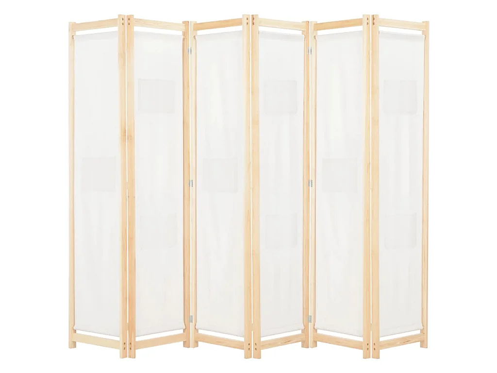 Kamerscherm met 6 panelen 240x170x4 cm stof crème